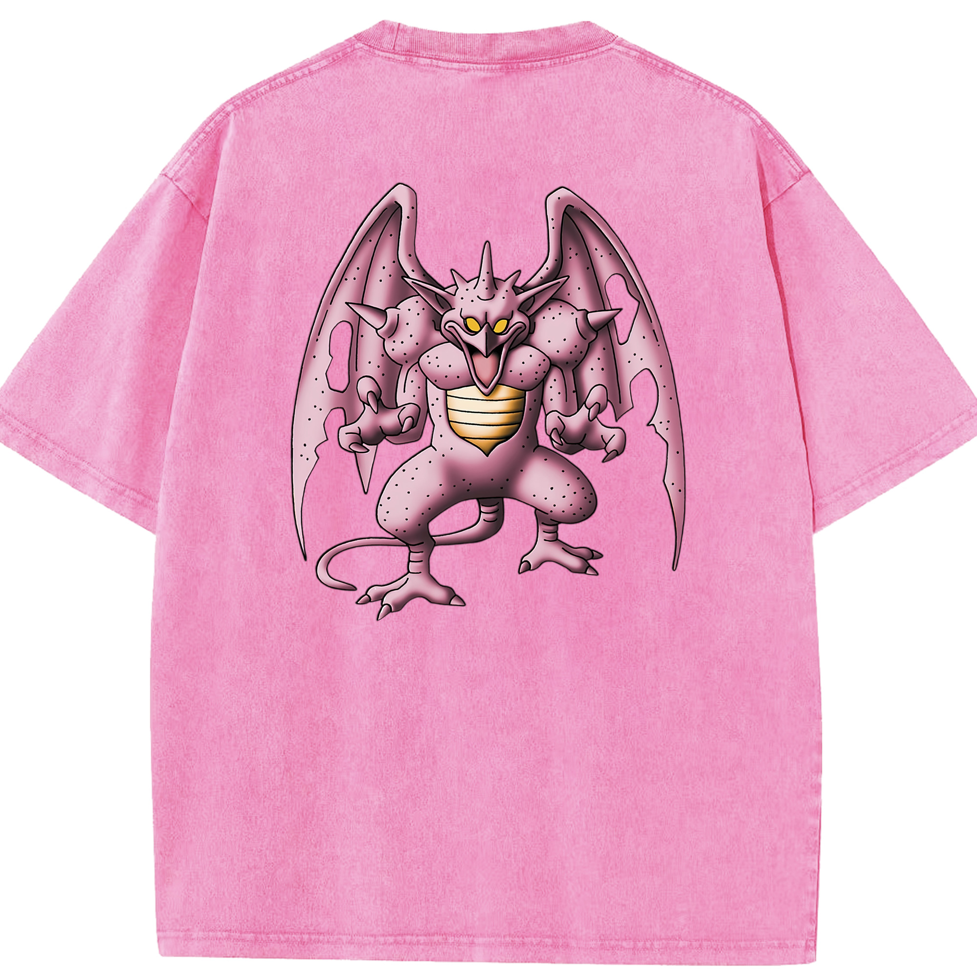 （画像用） ドラゴンクエスト Doragon Kuesuto Dragon Quest 綿100% ヴィンテージ風 半袖Tシャツ（背面プリント）